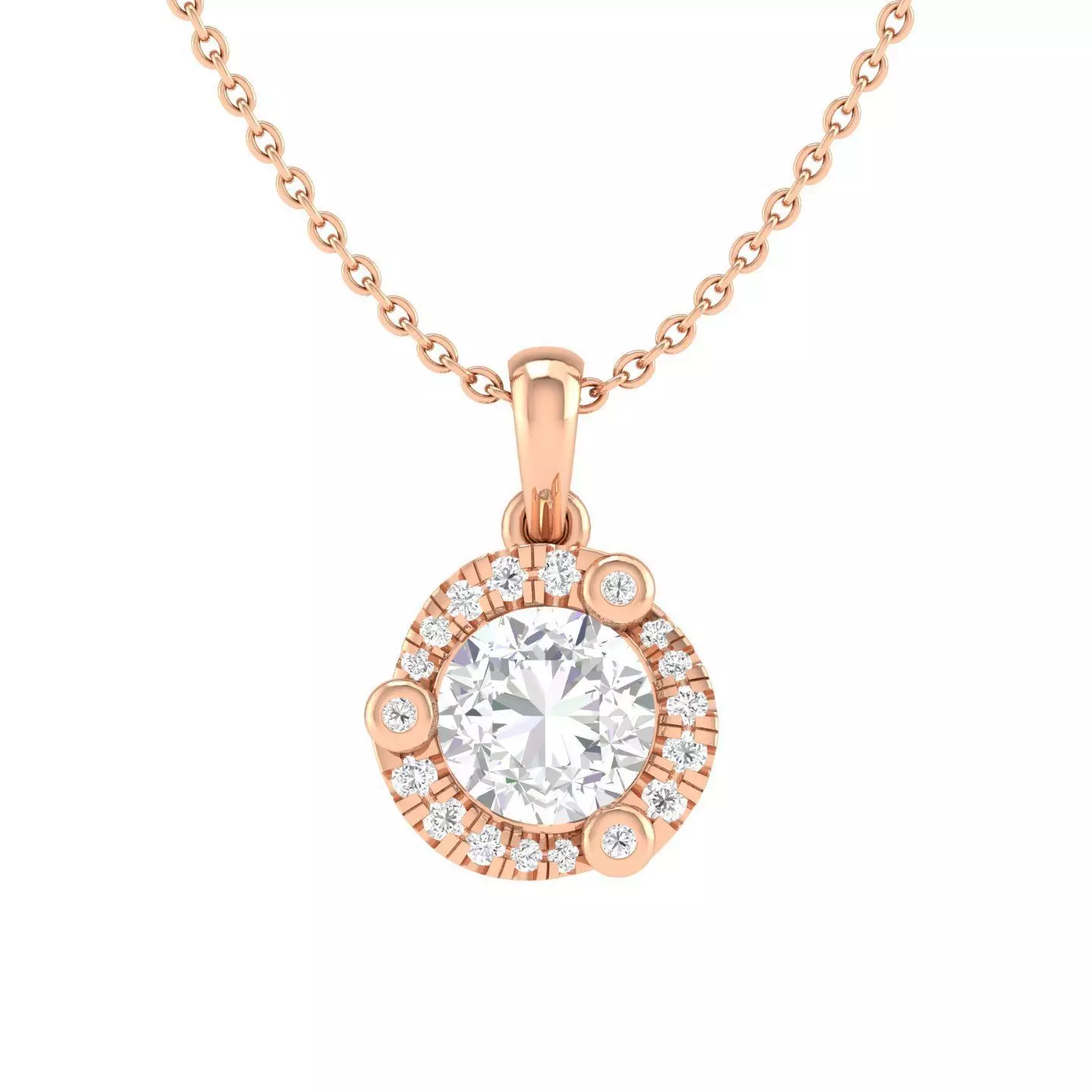 Women round solitaire pendant 3dm stl render detail 3D print model_0