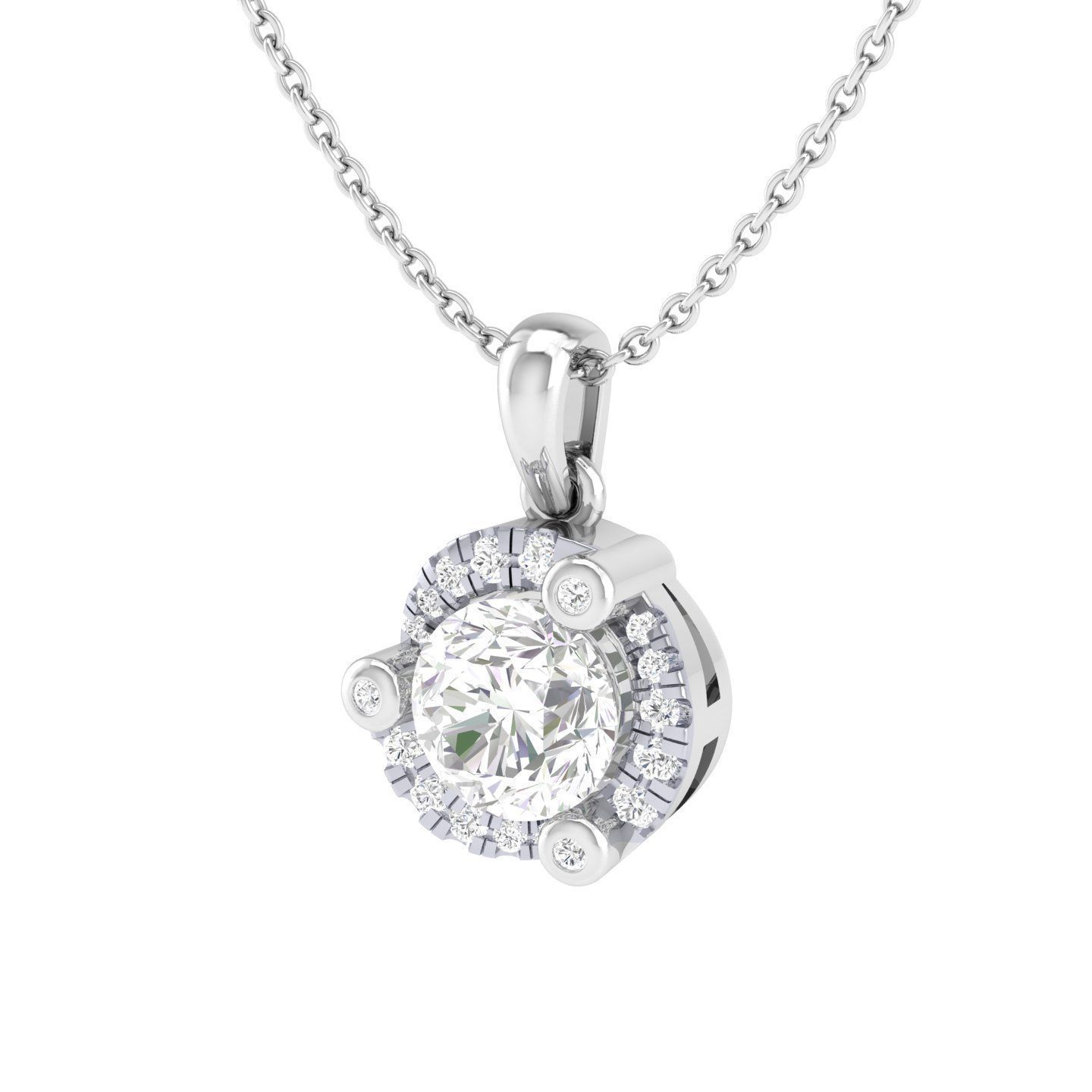 Women round solitaire pendant 3dm stl render detail 3D print model_5