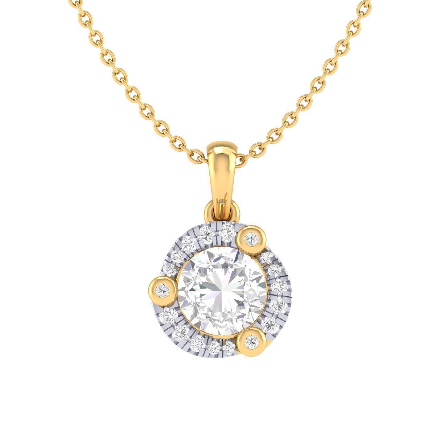 Women round solitaire pendant 3dm stl render detail 3D print model_6