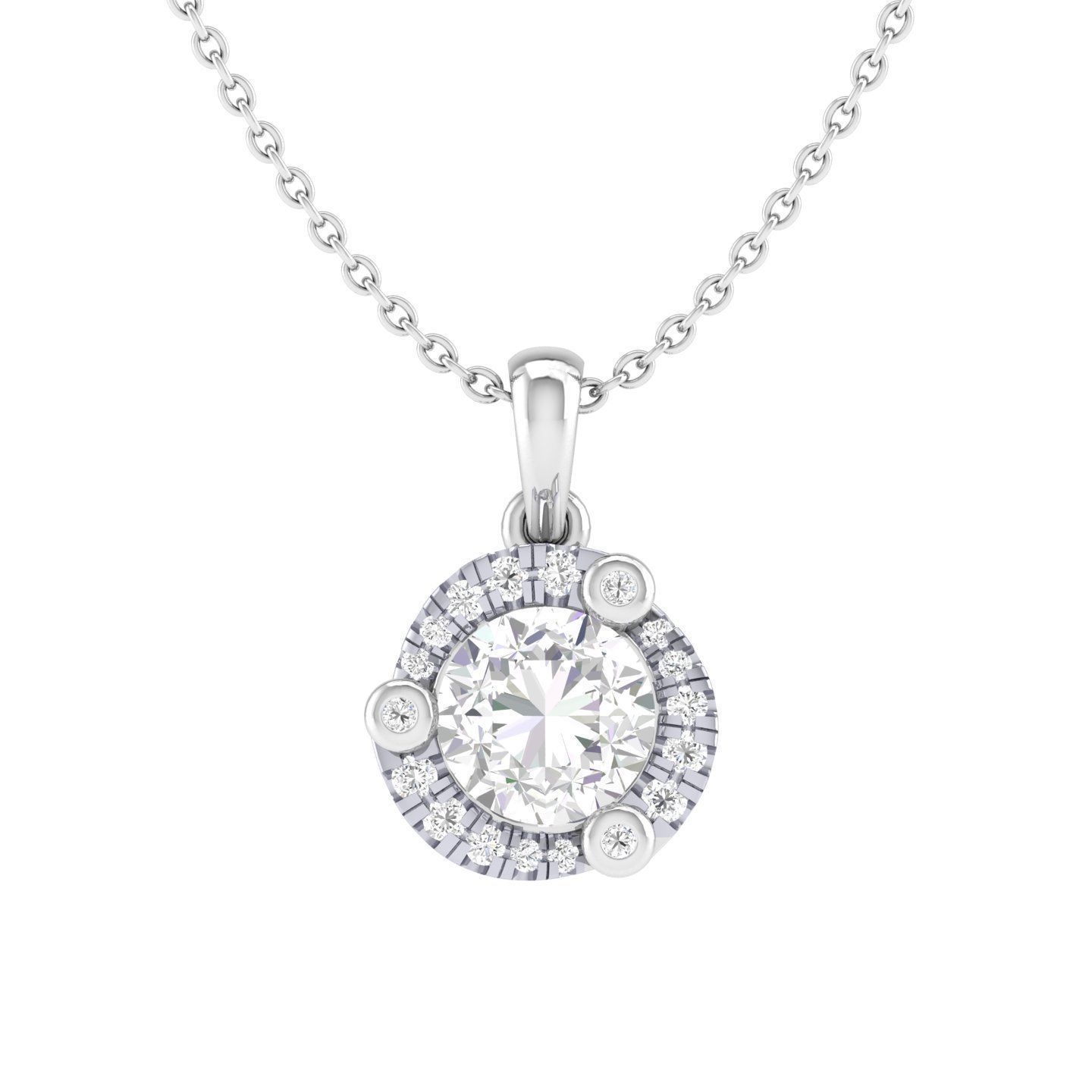 Women round solitaire pendant 3dm stl render detail 3D print model_3