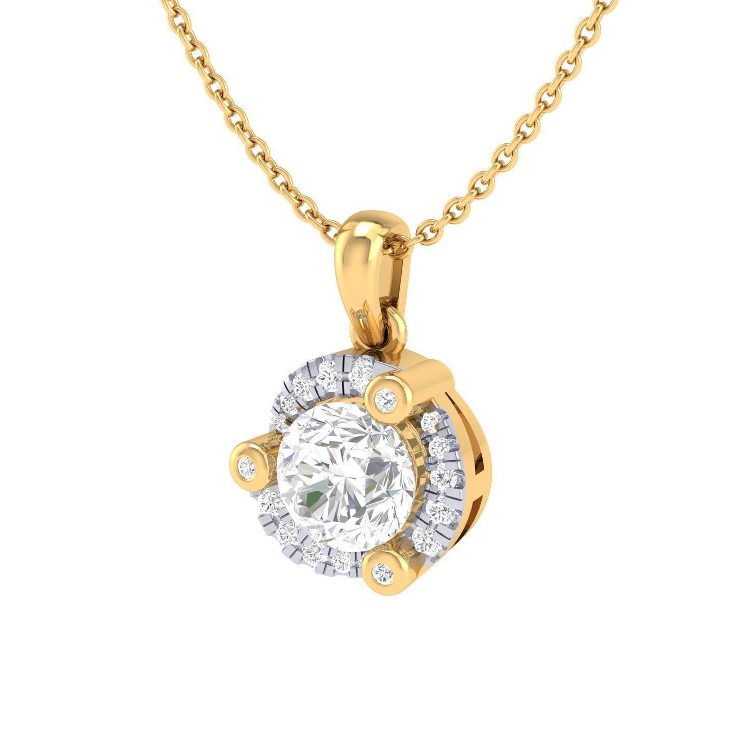 Women round solitaire pendant 3dm stl render detail 3D print model_8