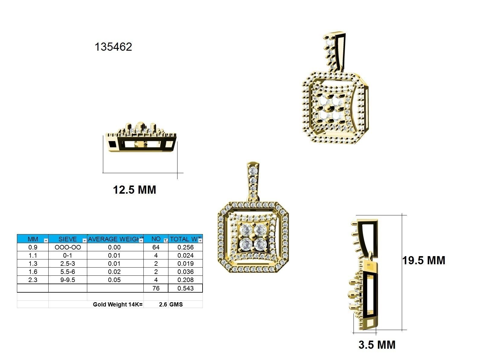 Women square pendant 3dm stl render detail 3D print model_9