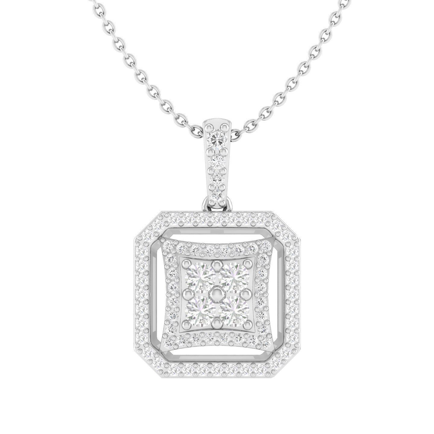 Women square pendant 3dm stl render detail 3D print model_3