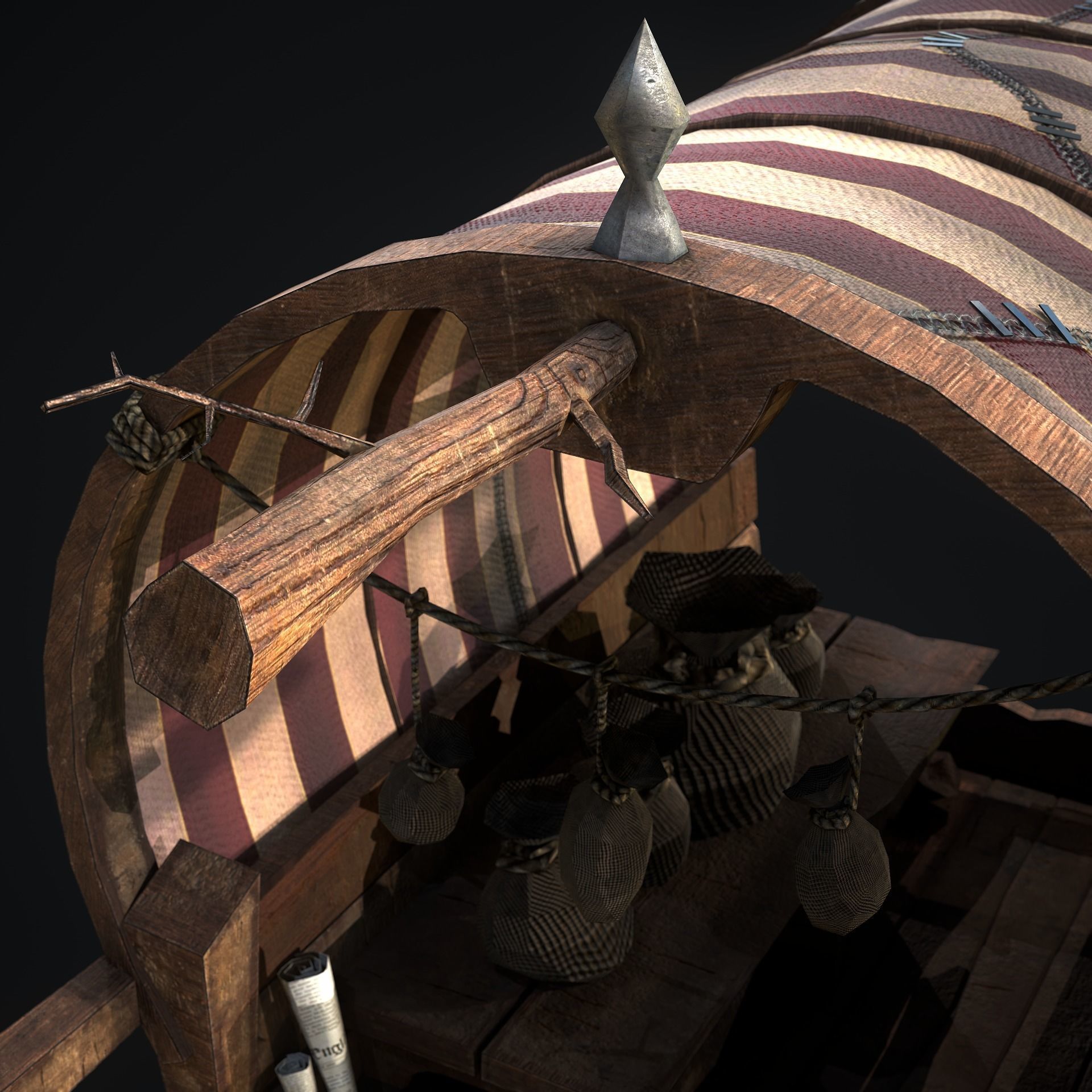 Medieval Shop cart Low-poly 3D model_8