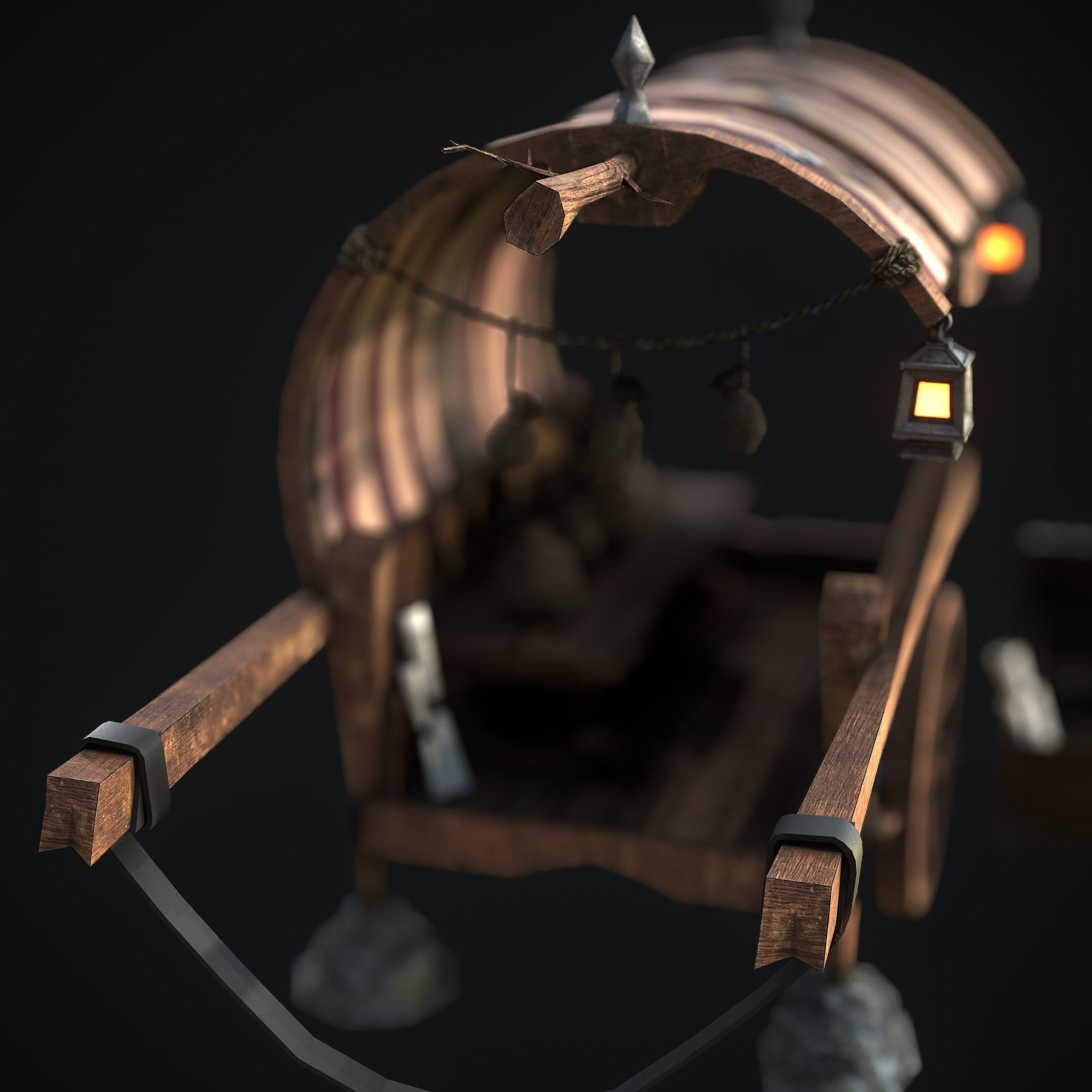 Medieval Shop cart Low-poly 3D model_6