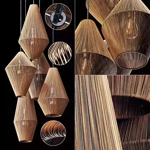 Lamp wood rattan wicker Cone n5