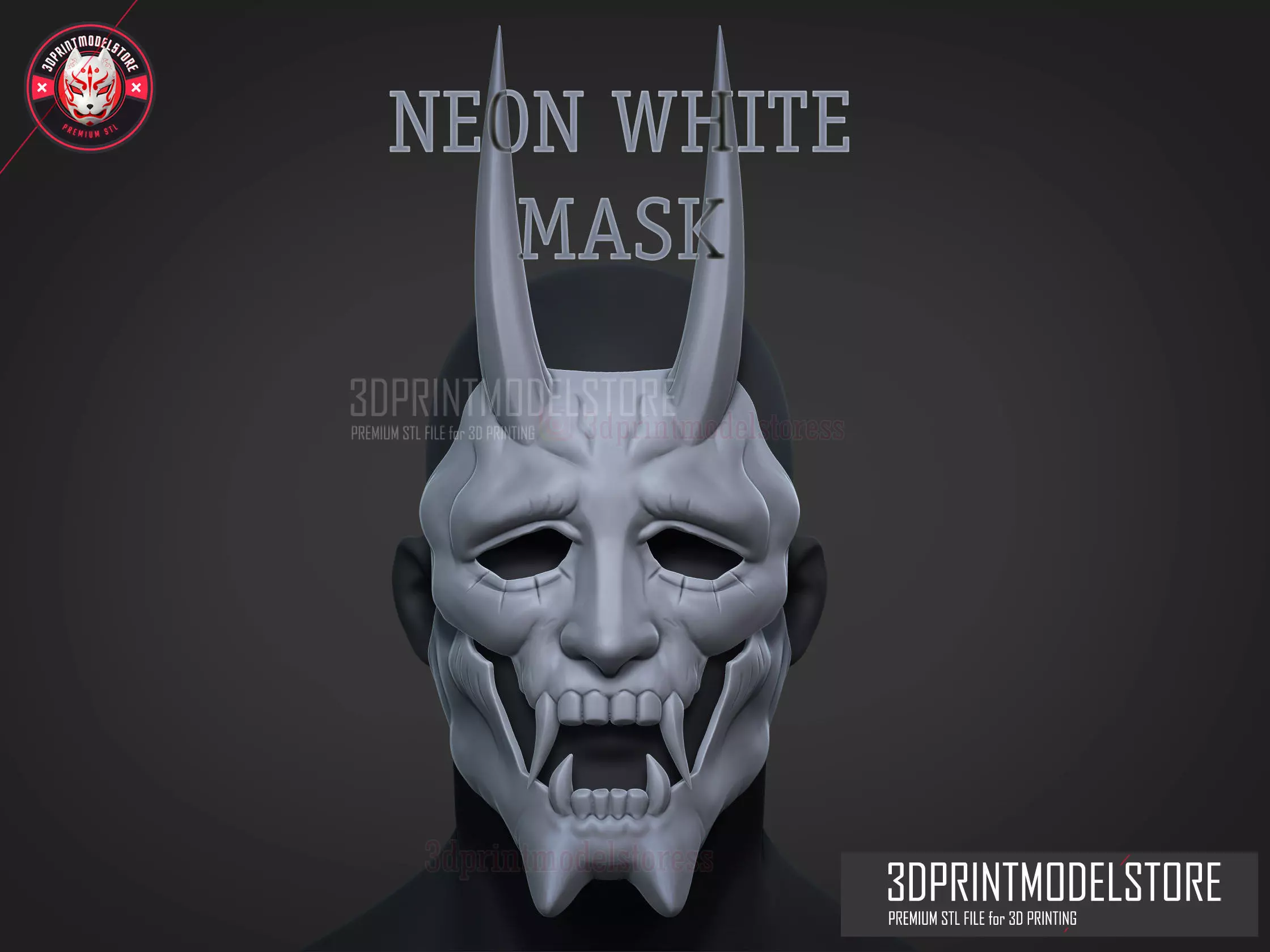 Neon White Game Cosplay Mask 3D print model_0