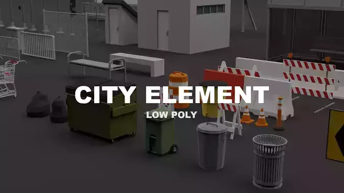 LOW POLY CITY ELEMENT Low-poly 3D model