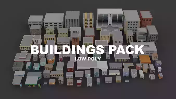 LOW POLY 80 BUILDINGS PACK Low-poly 3D model