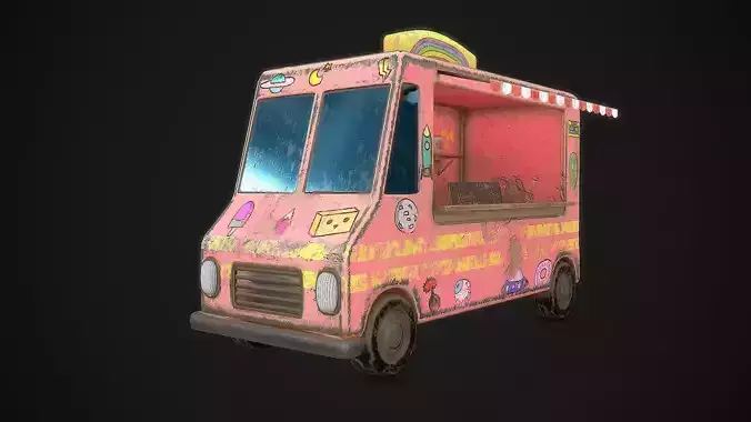 Ice Cream Truck  Low-poly 3D model