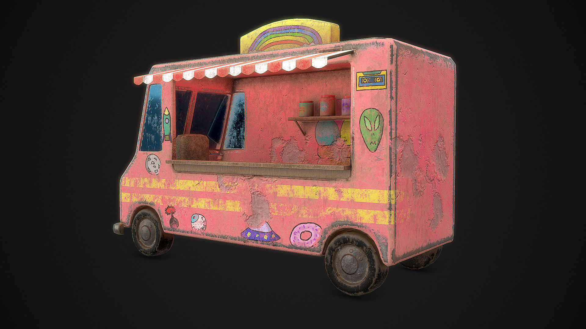 Ice Cream Truck  Low-poly 3D model_3