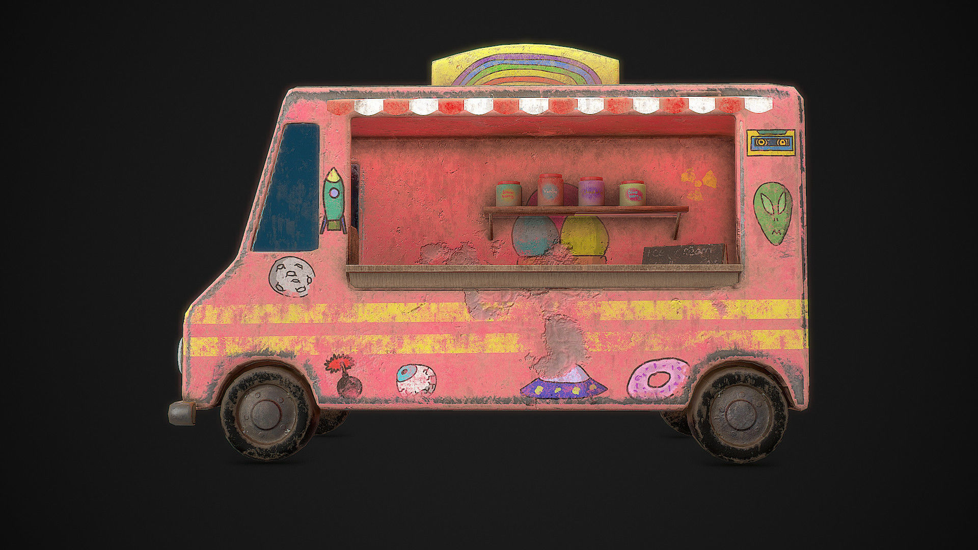 Ice Cream Truck  Low-poly 3D model_4
