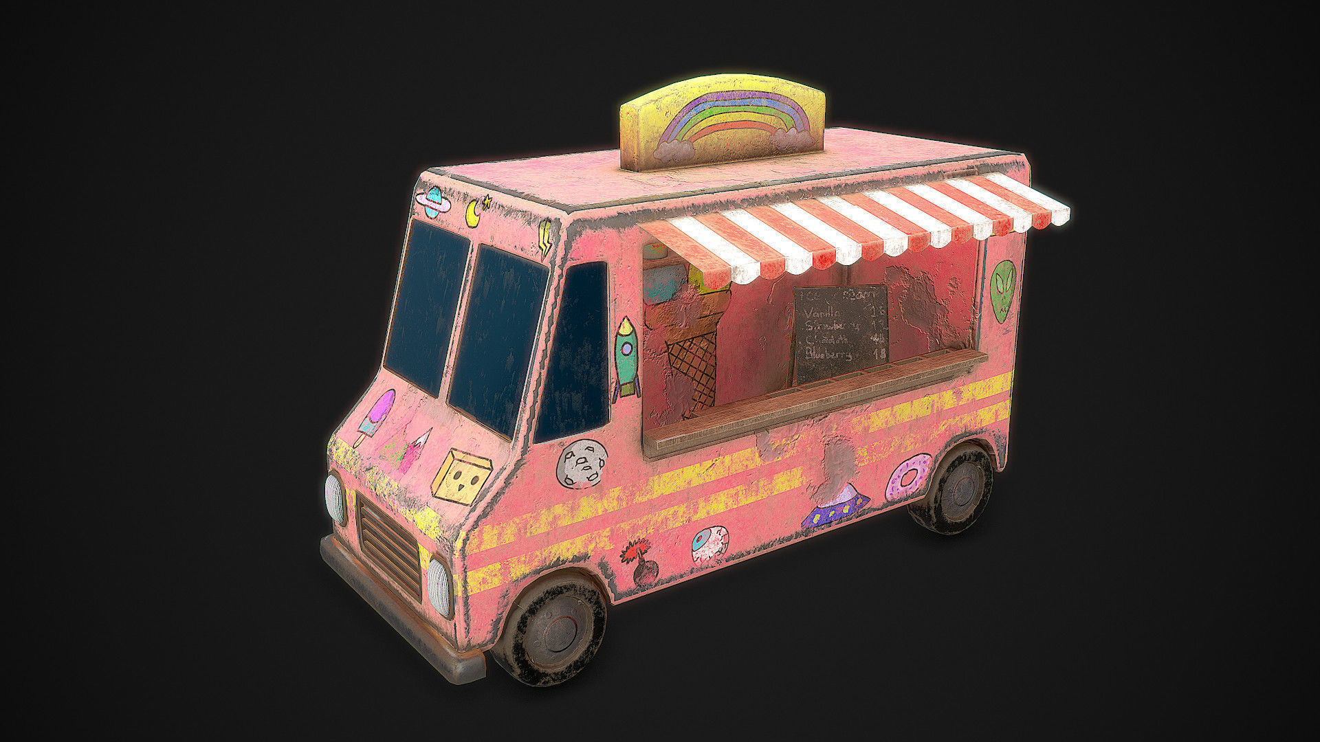 Ice Cream Truck  Low-poly 3D model_2