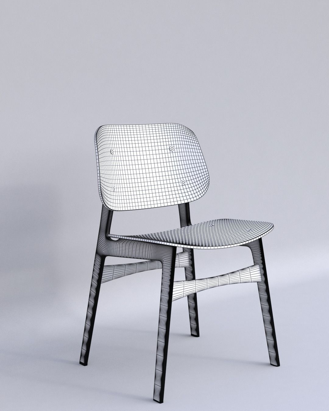 Soborg Wood base By Borge Mogensen 1950 3D model_3