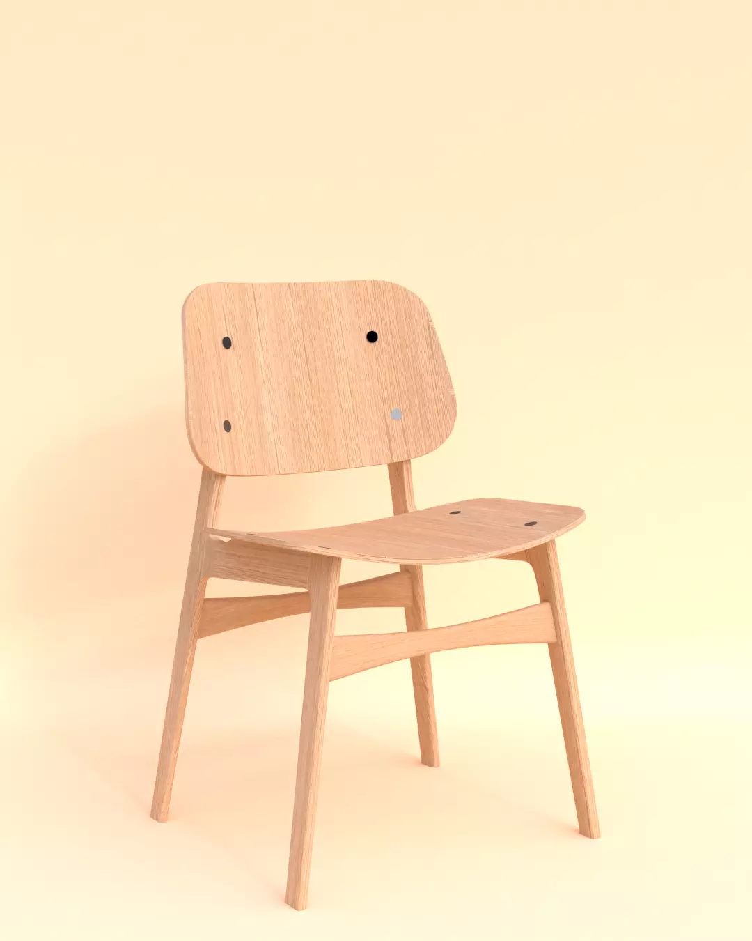 Soborg Wood base By Borge Mogensen 1950 3D model_0