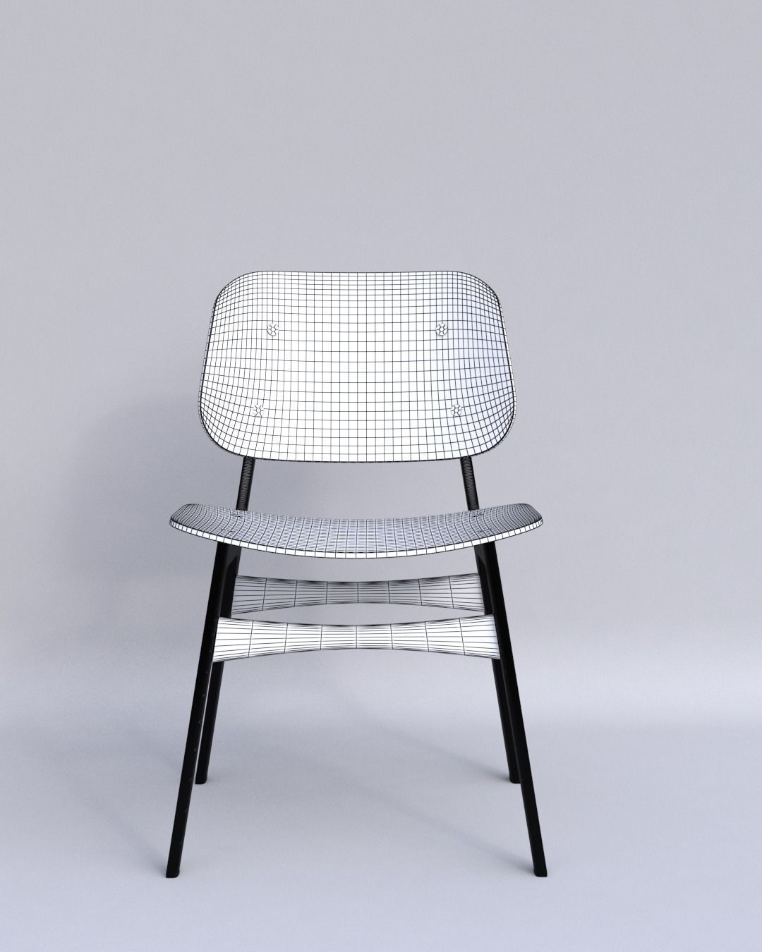 Soborg Wood base By Borge Mogensen 1950 3D model_2