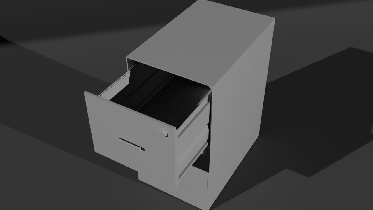2 Drawer File Cabinet 3D model_2