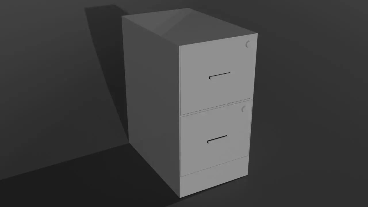 2 Drawer File Cabinet 3D model_0