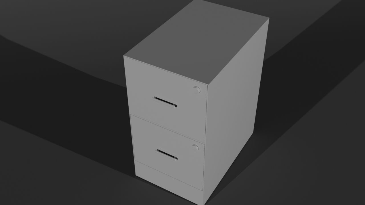 2 Drawer File Cabinet 3D model_1