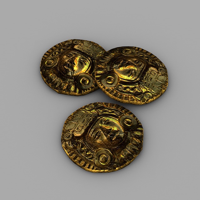 Ancient gold Low-poly 3D model_3