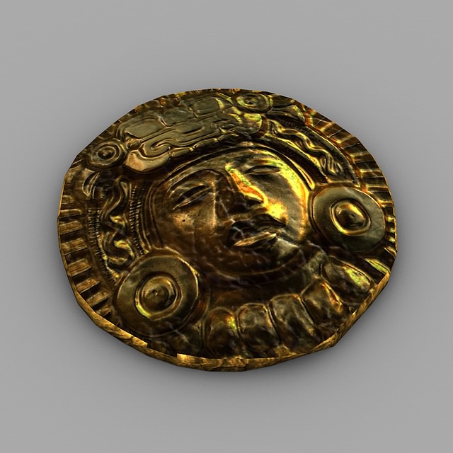 Ancient gold Low-poly 3D model_2