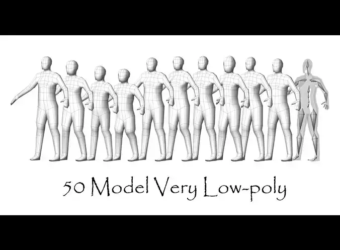 Collection Characters Very Low-poly - 50 Body Male and Female Low-poly 3D model