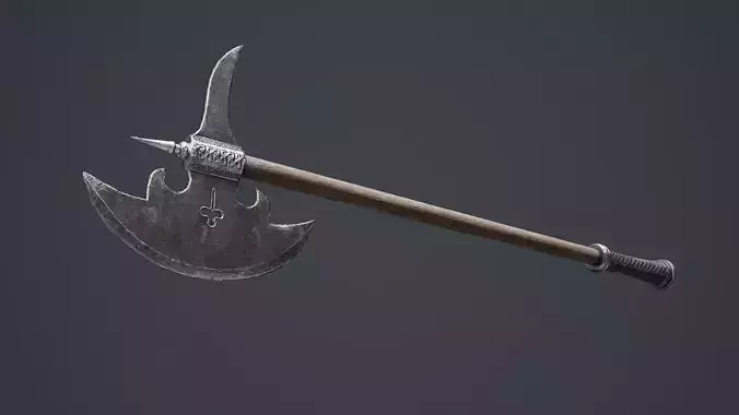 Medieval battle axe Low-poly 3D model