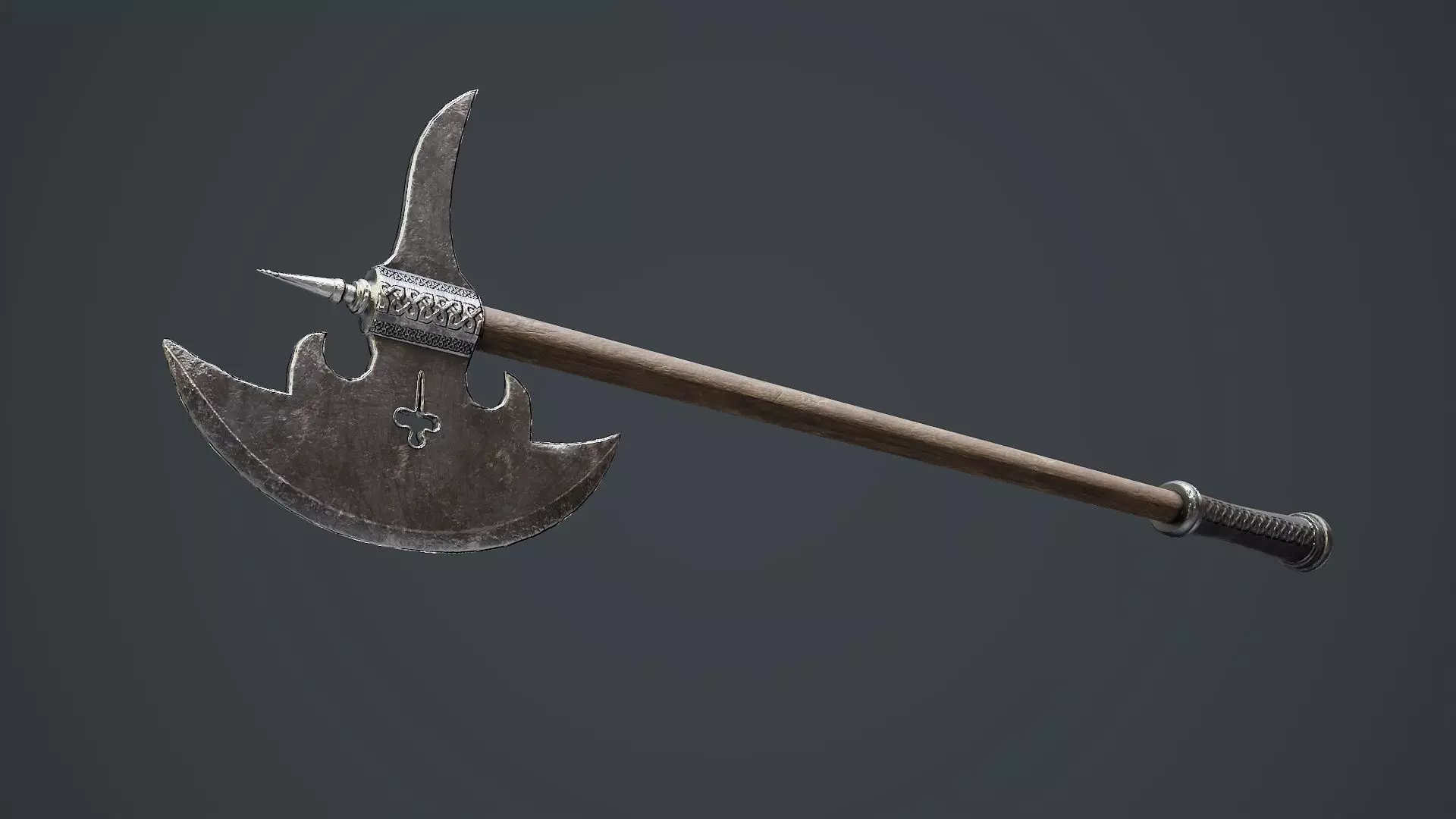 Medieval battle axe Low-poly 3D model