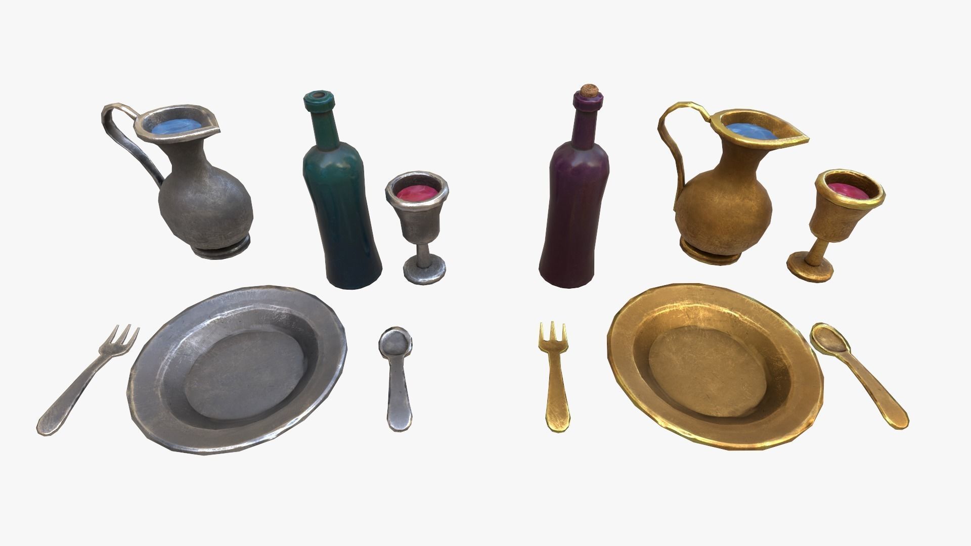 Stylaized Dishes  Low-poly 3D model_3