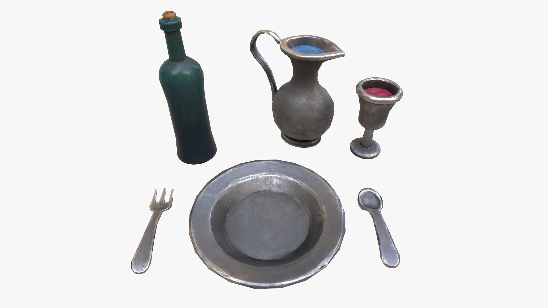 Stylaized Dishes  Low-poly 3D model_1