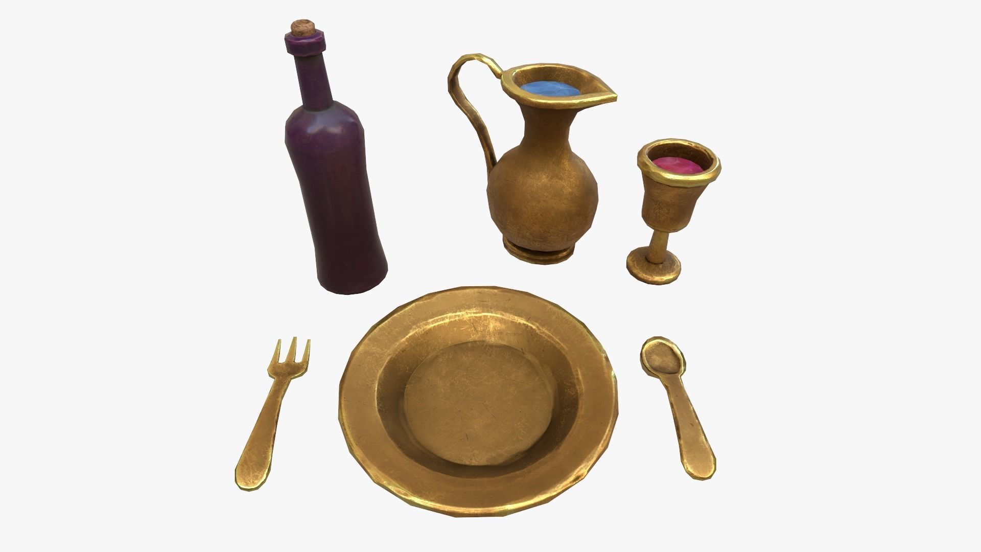 Stylaized Dishes  Low-poly 3D model_2