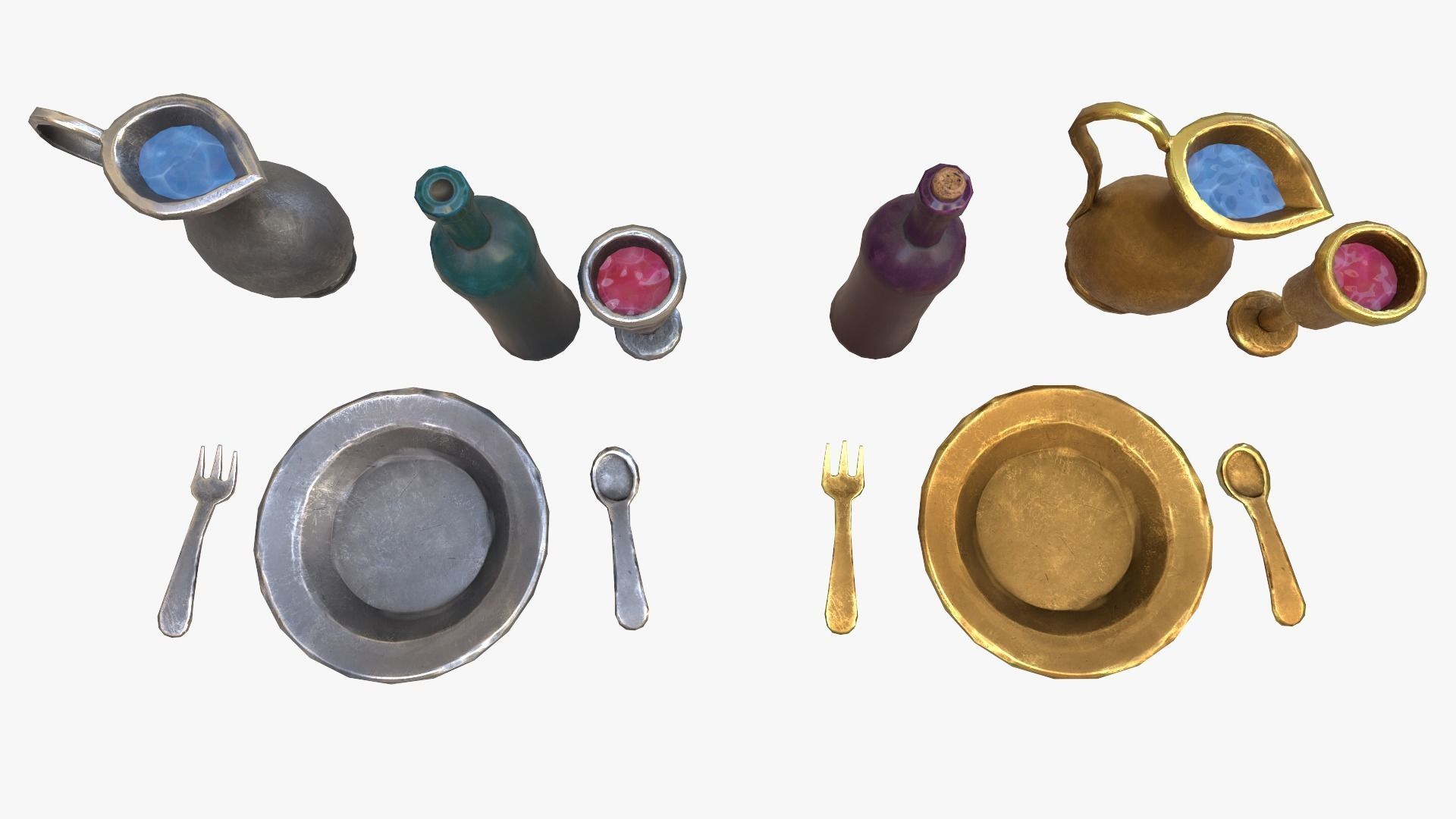 Stylaized Dishes  Low-poly 3D model_4