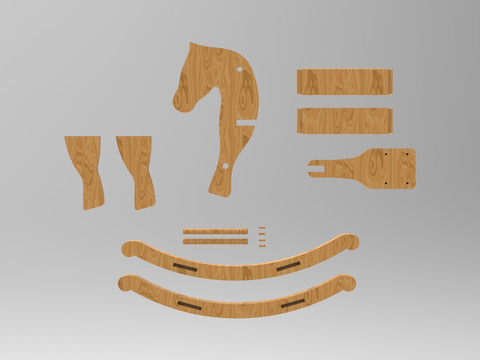 Rocking Horse Low-poly 3D model_2