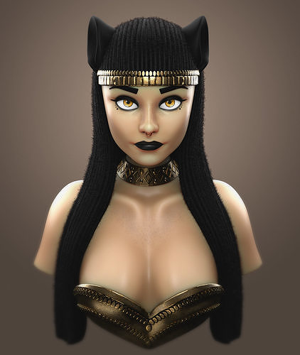 Bastet Egyptian Goddess Bust 3D Print 3D print model
