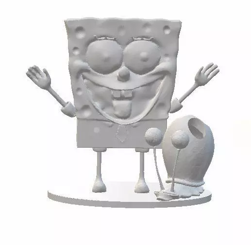 Spongebob and gary pen holder 3D print model