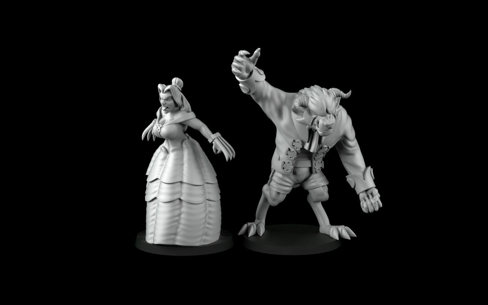 Beauty and the Beast 3D print model_1