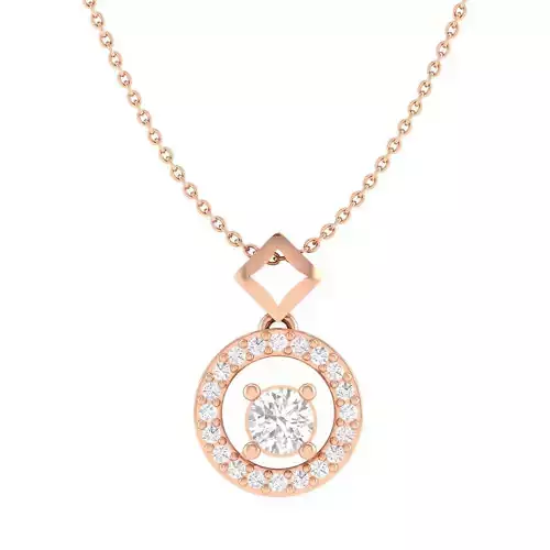 Women round solitaire pendant 3dm stl render detail 3D print model