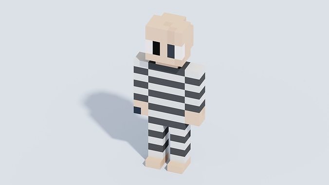 Voxel Human T4 Low-poly 3D model