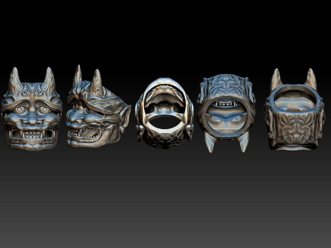 Oni mask ring 3D print model_10