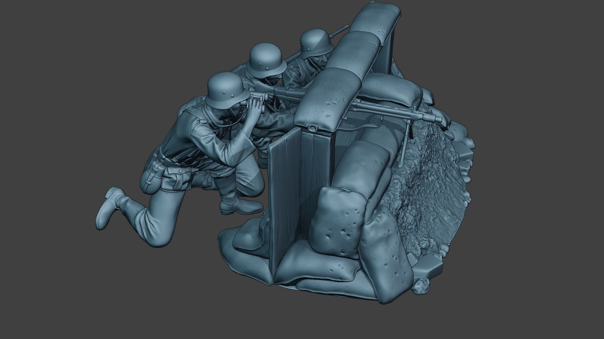 German soldier ww2 MG42 Group G7 3D print model_9