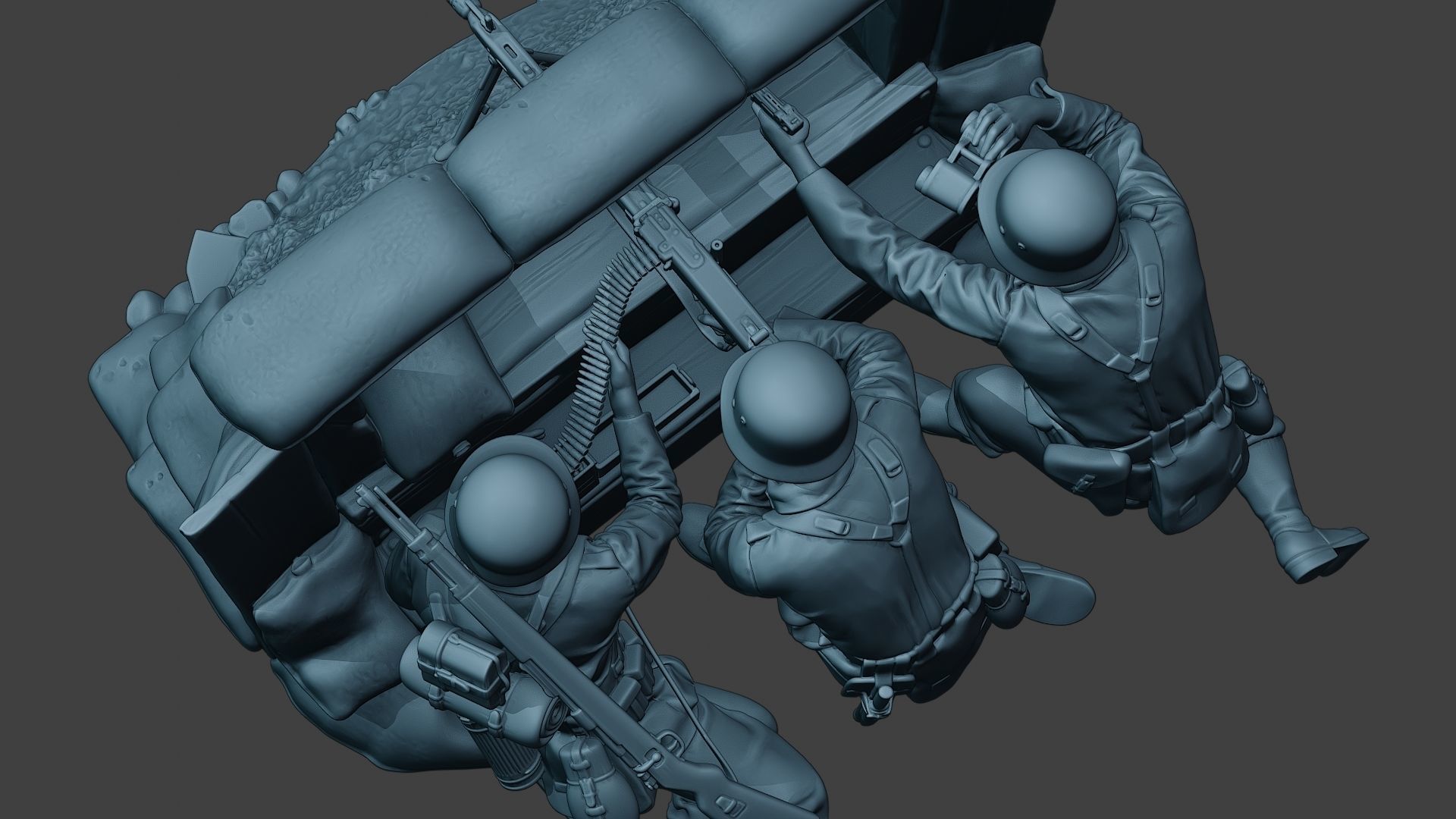 German soldier ww2 MG42 Group G7 3D print model_15