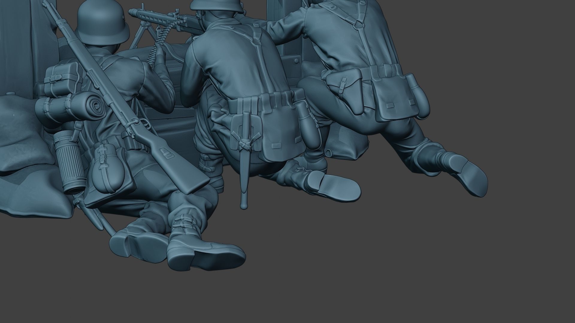 German soldier ww2 MG42 Group G7 3D print model_24