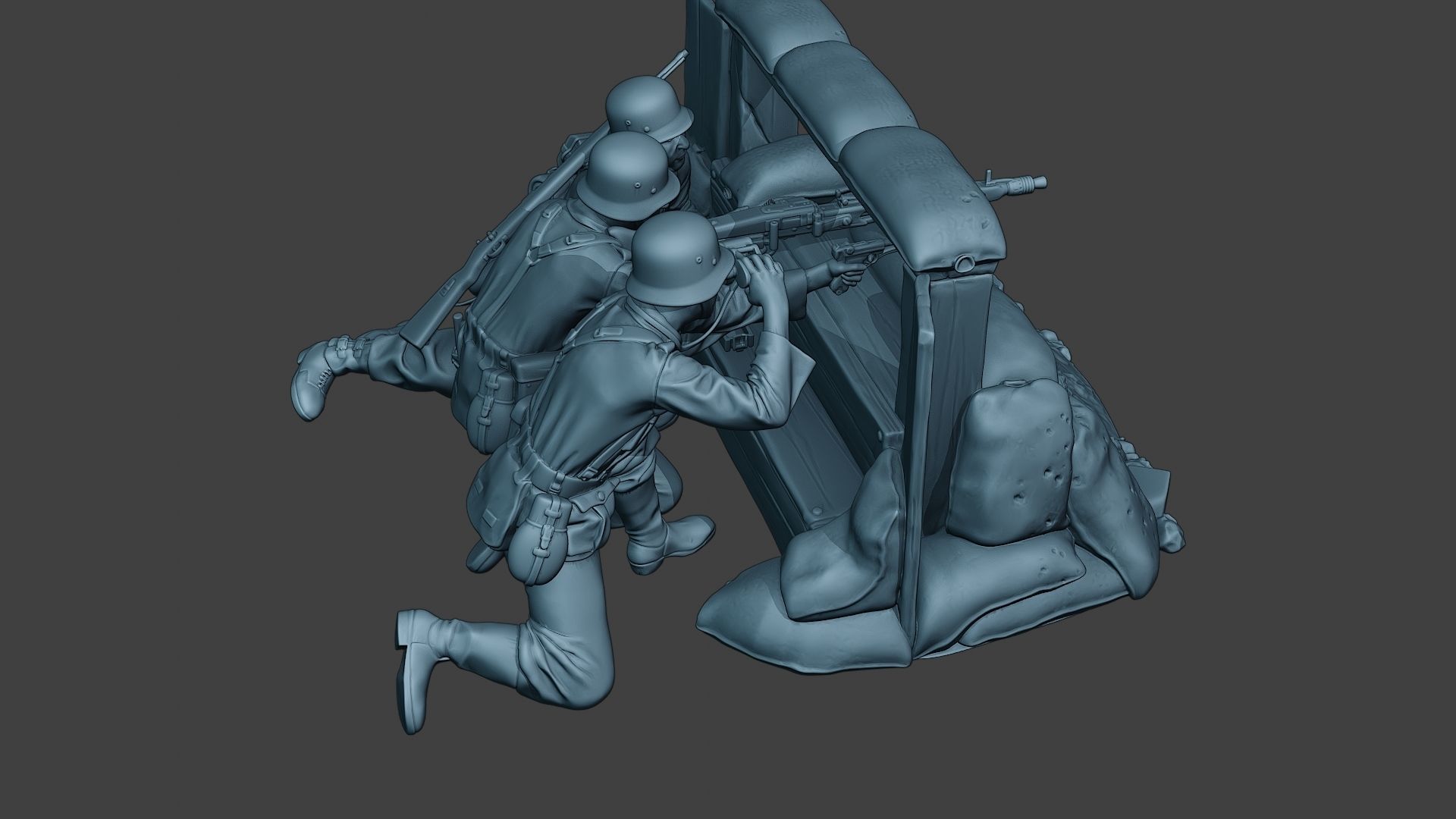 German soldier ww2 MG42 Group G7 3D print model_8