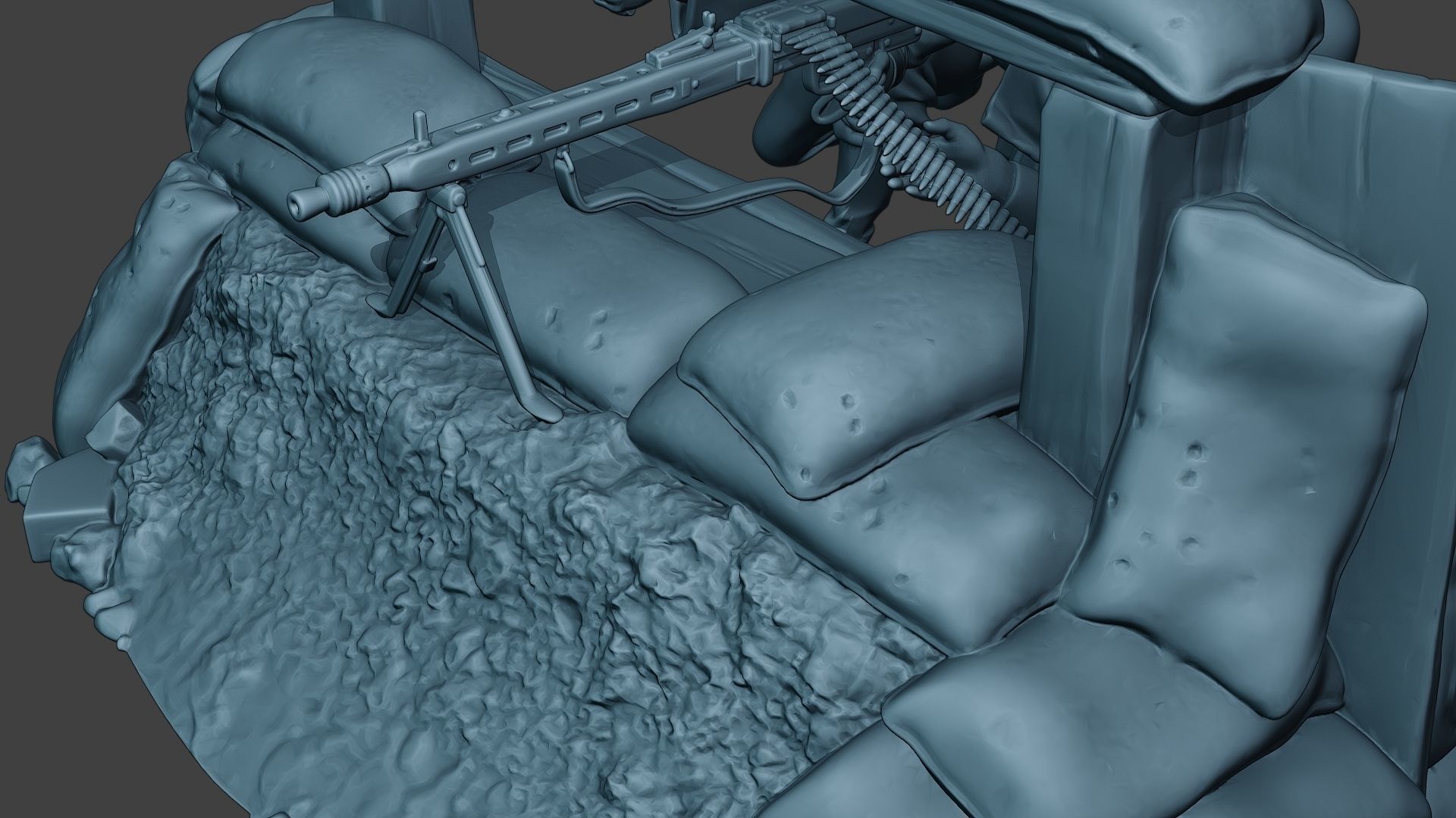 German soldier ww2 MG42 Group G7 3D print model_17