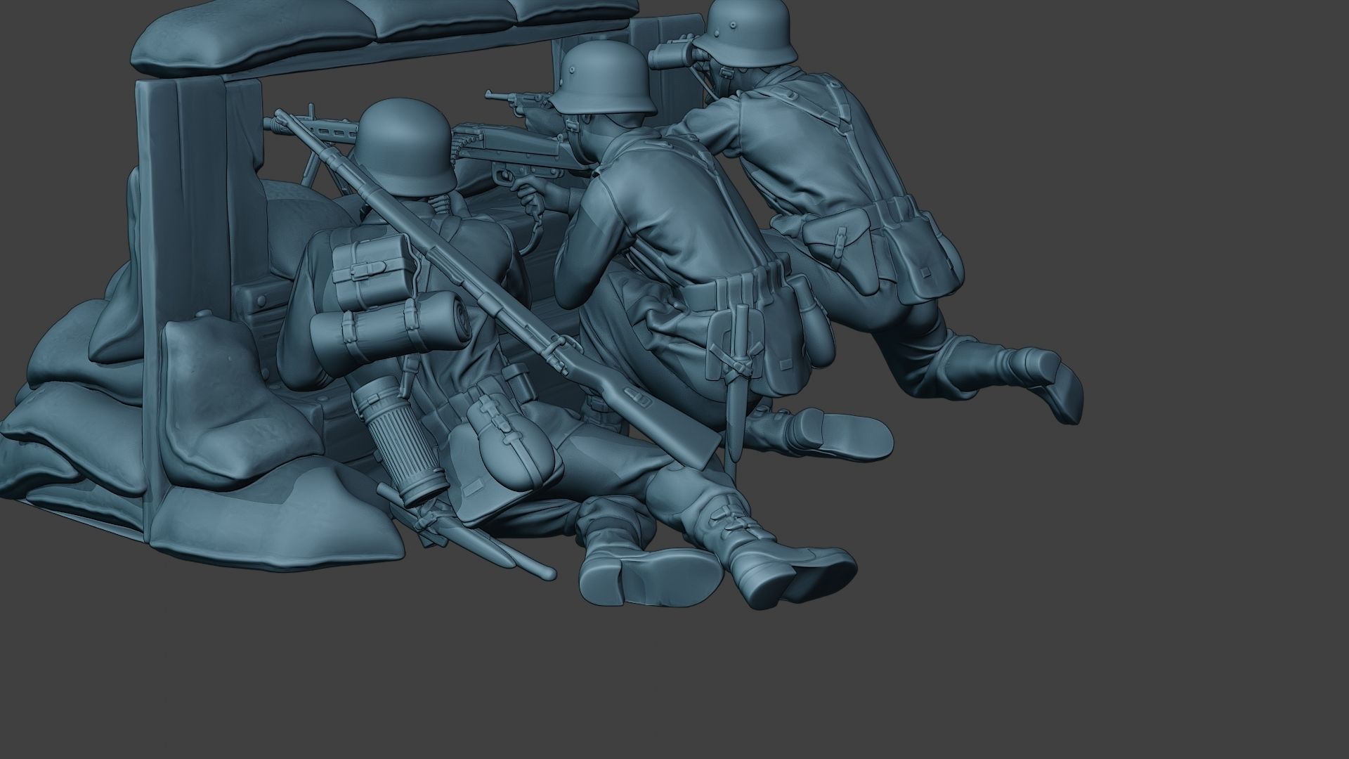 German soldier ww2 MG42 Group G7 3D print model_25
