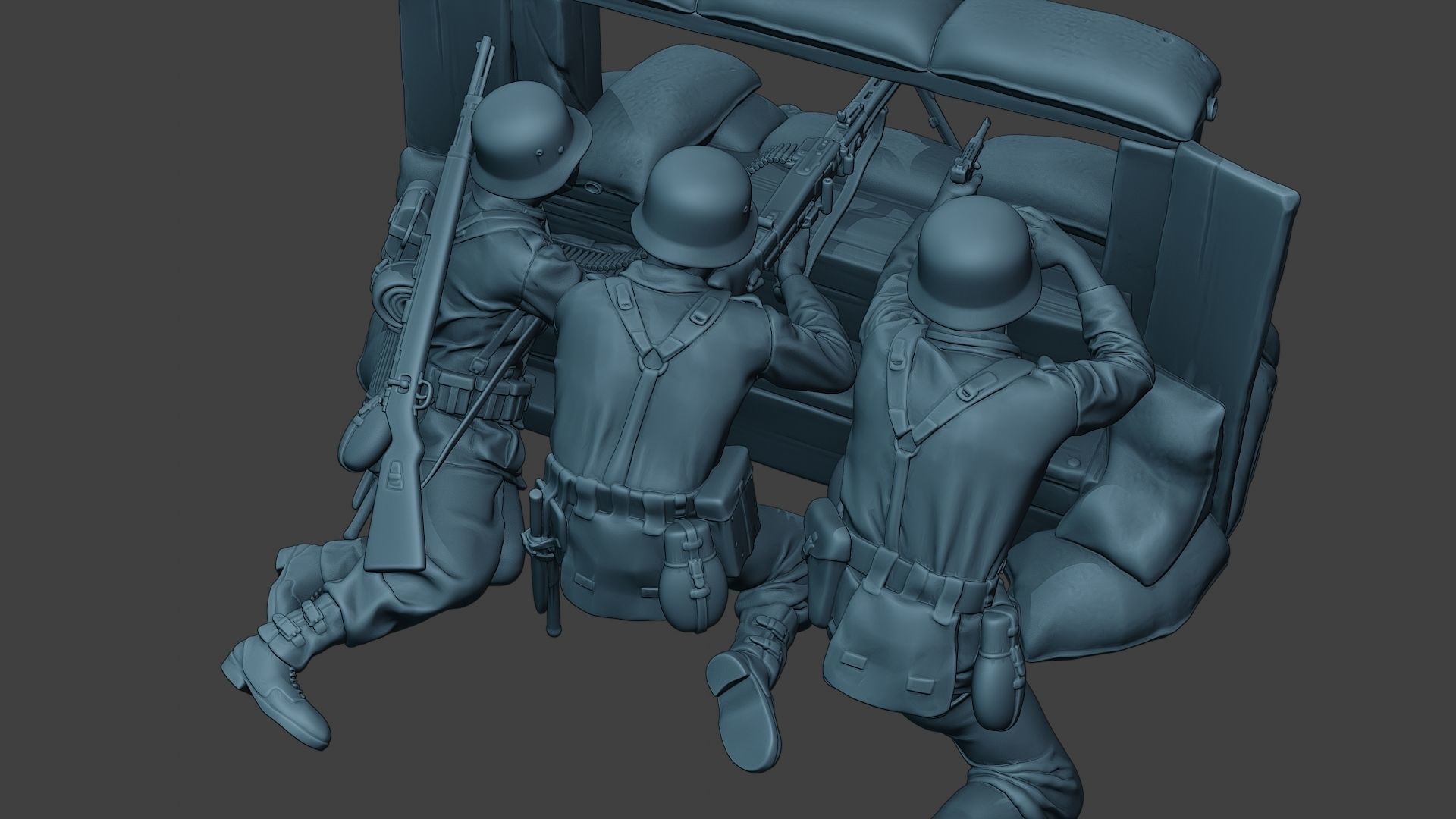 German soldier ww2 MG42 Group G7 3D print model_22