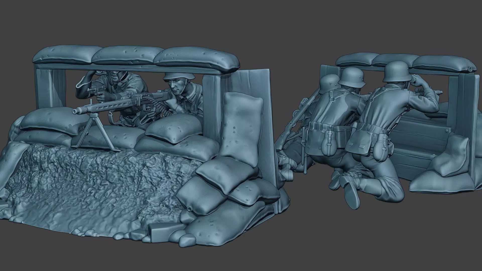 German soldier ww2 MG42 Group G7 3D print model_0