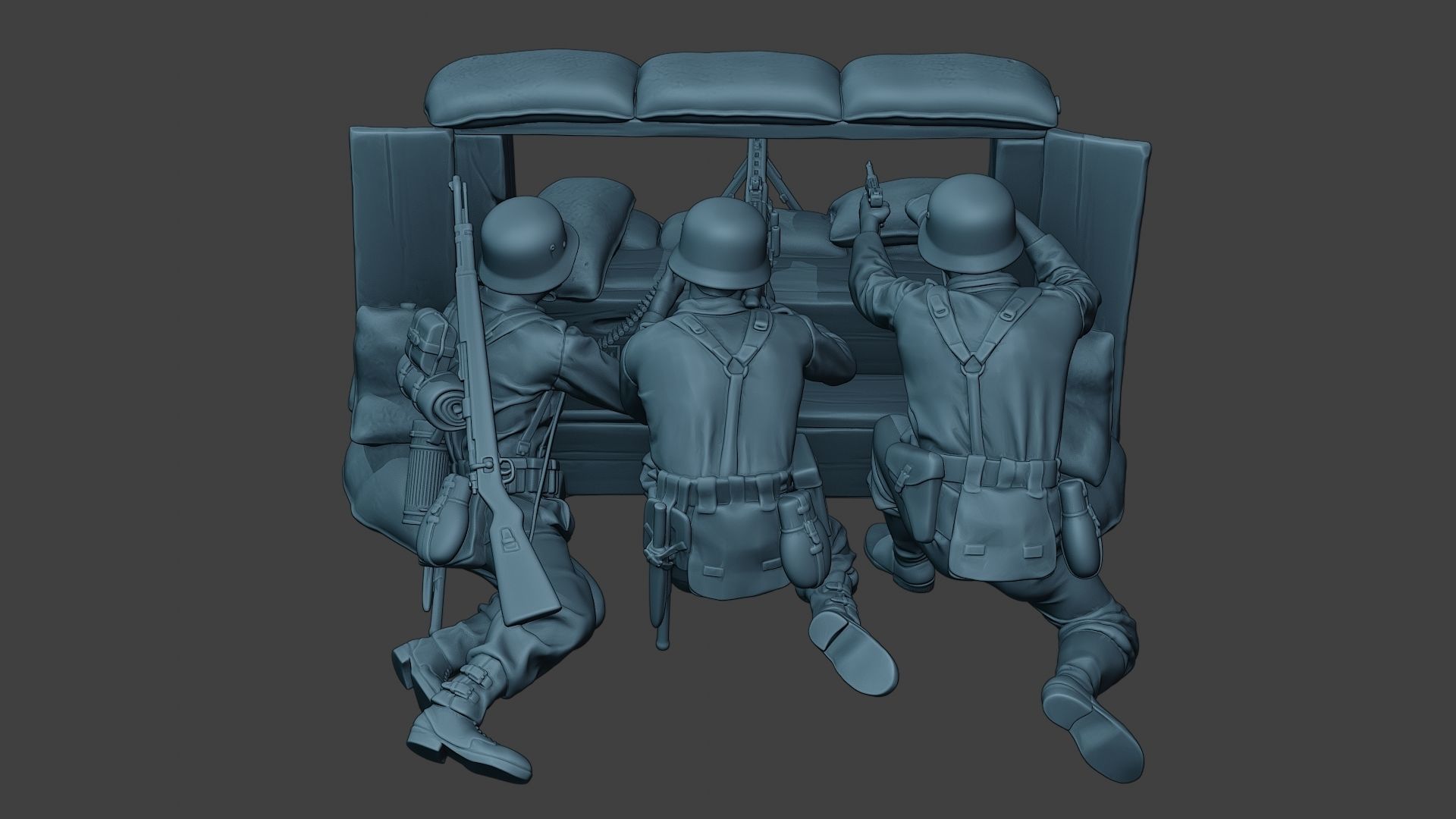 German soldier ww2 MG42 Group G7 3D print model_23