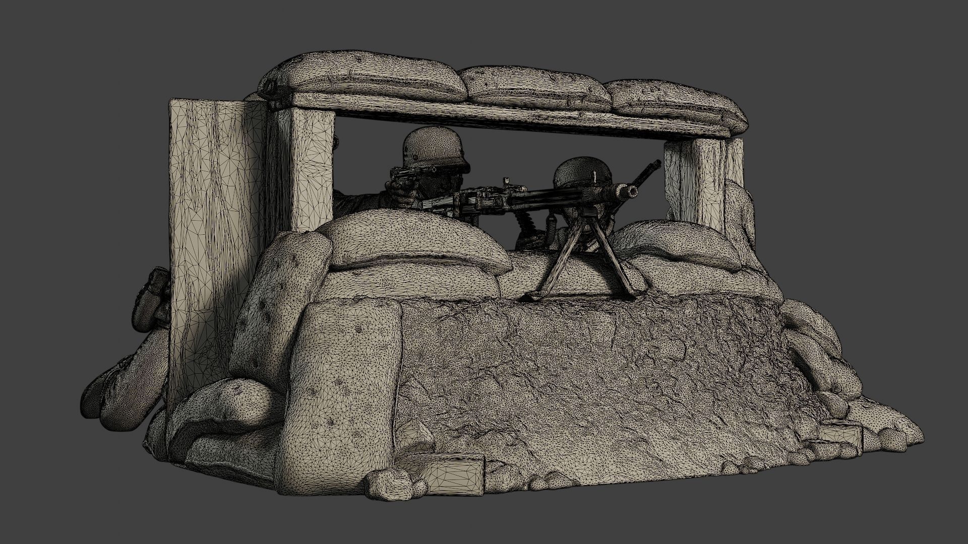 German soldier ww2 MG42 Group G7 3D print model_12