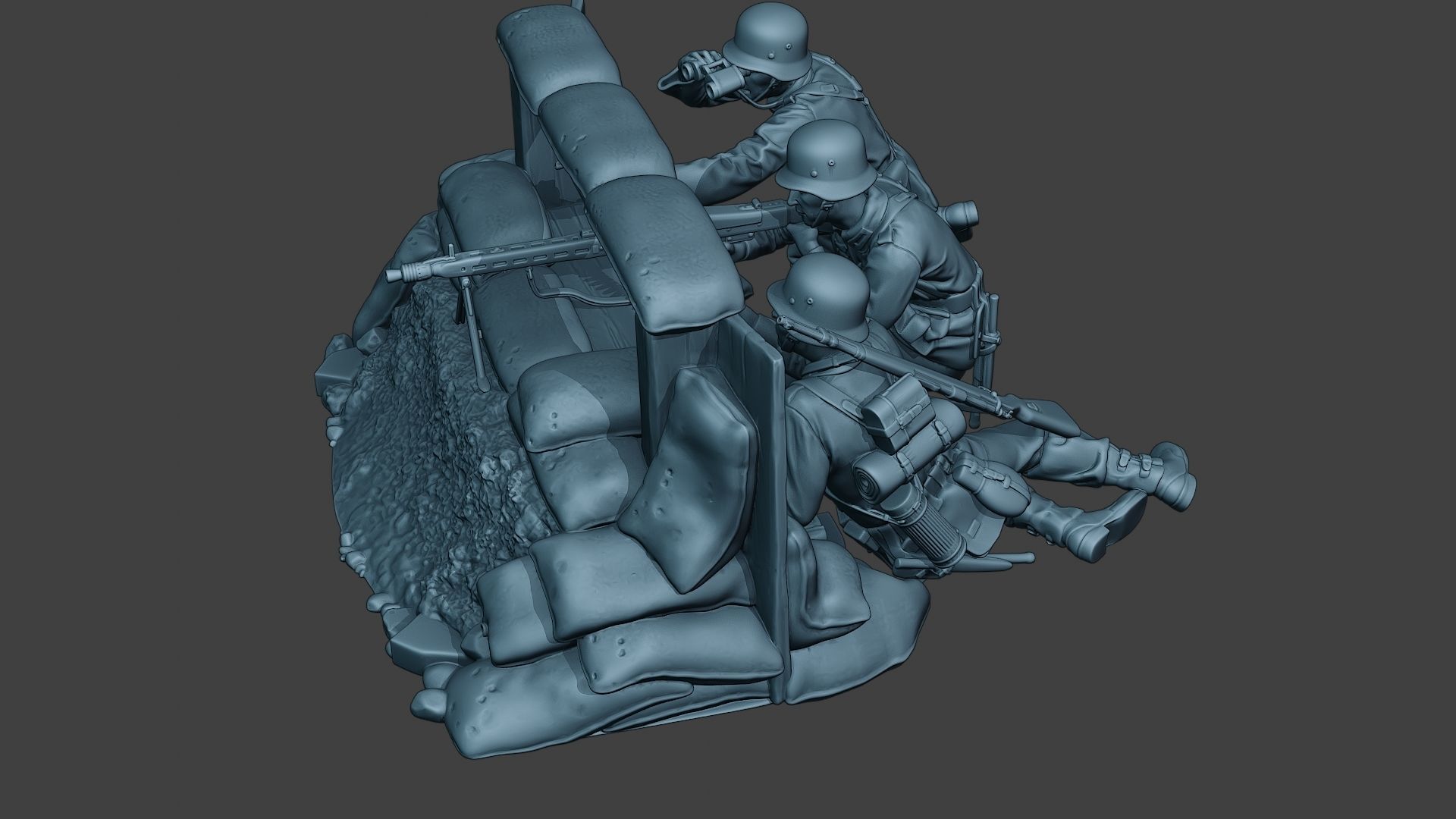 German soldier ww2 MG42 Group G7 3D print model_3